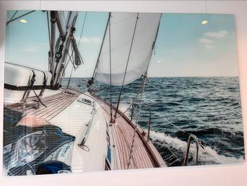Prachtig glazen wanddecoratie – Zeilboot op zee – 120x80 cm beschikbaar voor biedingen