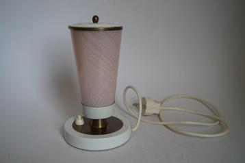 vintage tafellamp jaren '50 roze structuur glas messing wit. beschikbaar voor biedingen