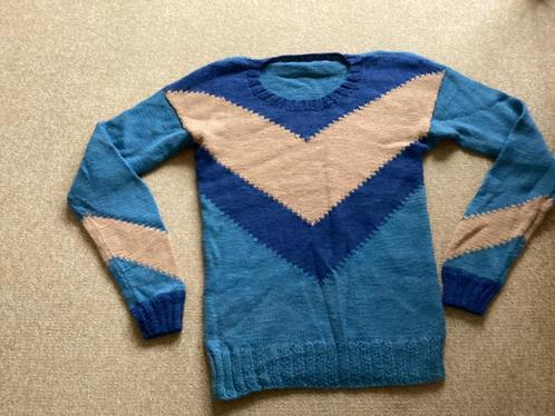 Nieuwe, blauwe vintage herentrui maat L handgebreid, Kleding | Heren, Truien en Vesten, Nieuw, Maat 52/54 (L), Blauw, Ophalen of Verzenden