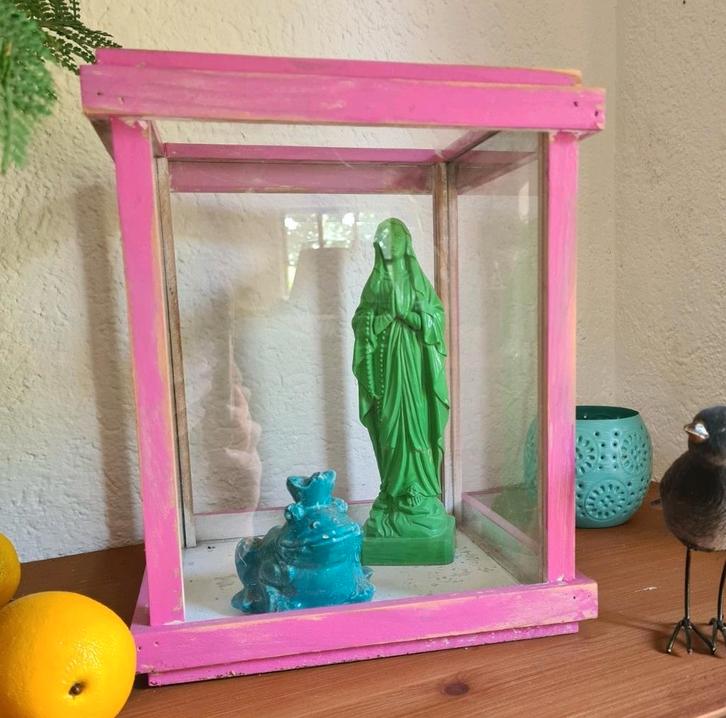 Vitrinekastje stolp windlicht lantaarn kasje vintage stijl, Huis en Inrichting, Woonaccessoires | Stolpen, Zo goed als nieuw, Ophalen of Verzenden