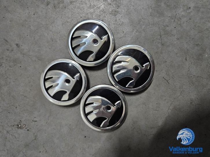 ORIGINELE Skoda naafkap naafdop set zwart, Auto diversen, Wieldoppen, Gebruikt, Verzenden