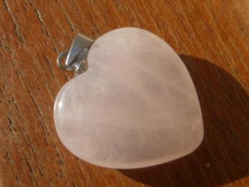 Hanger hartje roze kwarts beschikbaar voor biedingen