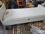 Bed wit 90x200: ombouw, matras, Auping verstelbare spiraal, Huis en Inrichting, Slaapkamer | Bedden, Ophalen, Strak, 90 cm, Eenpersoons