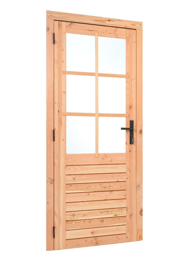 Douglas deur met 6-ruits glas B100xH205cm links en rechts, Tuin en Terras, Tuinhuizen, Nieuw, Tuinhuis, Hout, Minder dan 250 cm