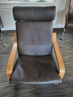 2 poang fauteuils met leren kussens, Huis en Inrichting, Ophalen, Zo goed als nieuw, 75 tot 100 cm
