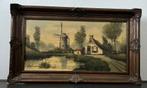 Schilderij Verheul - landschap met boerderij en molen, Antiek en Kunst, Kunst | Schilderijen | Klassiek, Ophalen