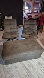 Prachtige Moderne Set: 2 Luxe Draaifauteuils + Grote Hocker, Ophalen, Twee, Zo goed als nieuw, Modern