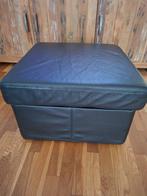 zwart leren hocker, Ophalen, Leer, Zo goed als nieuw, 50 tot 75 cm