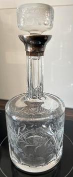 Antiek kristal geslepen whisky karaf met gemerkt zilver, Antiek en Kunst, Ophalen of Verzenden