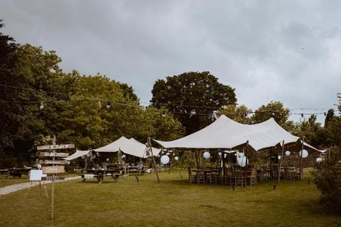 Stretchtent 15 x 10 meter inclusief opbouw en afbreken, Hobby en Vrije tijd, Feestartikelen | Verhuur, Nieuw, Overige, Ophalen