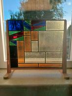 Glas in lood raam jaren 30 in houten frame, Ophalen