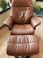 Stressless Relaxfauteuil Bruin Leer + Voetenbank, Huis en Inrichting, Ophalen, Minder dan 75 cm, Leer, Zo goed als nieuw