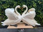 Set van 2 prachtige opgezette zwanen taxidermy hart vorm, Ophalen of Verzenden, Zo goed als nieuw, Vogel, Opgezet dier