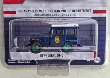 1974 Jeep DJ-5 van Greenlight 1/64 Chase Police Indiana beschikbaar voor biedingen