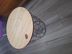 Bijzet tafel draadstaal houten deksel, Ophalen, Zo goed als nieuw, Hout, Minder dan 55 cm