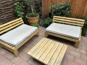 Set van 2 palletkussens / pallet kussens zand / zandkleur beschikbaar voor biedingen
