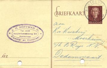 J.H. Hoffman Jr., Amstelveen - 09.1953 - briefkaart beschikbaar voor biedingen