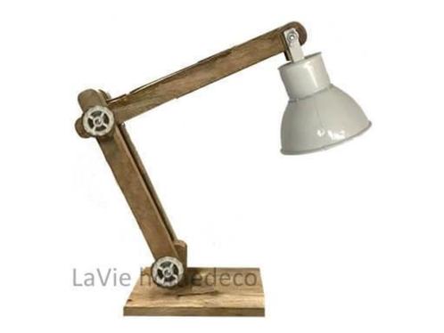 Tafellamp Mango White, Huis en Inrichting, Lampen | Tafellampen, Nieuw, Minder dan 50 cm, Hout, Metaal, Verzenden
