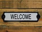 Deurbordje ''Welcome'' - Gietijzer - Zwart Wit, Ophalen of Verzenden