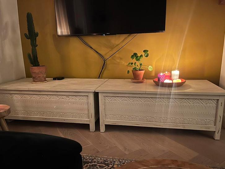 Ruime Boho Opbergmeubels; als Bankje, Salontafel of TVmeubel, Huis en Inrichting, Kasten | Televisiemeubels, Zo goed als nieuw
