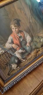 Antiek poes poezen schilderij prent lijst poezenschilderij, Antiek en Kunst, Ophalen of Verzenden