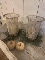 Brocante draad kandelaars, Huis en Inrichting, Woonaccessoires | Kandelaars en Kaarsen, Gebruikt, Ophalen of Verzenden, Crème