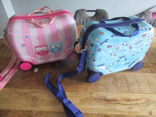 2x mooie Koffer koffers kinderkoffer blauw en roze, Sieraden, Tassen en Uiterlijk, Koffers, Zo goed als nieuw, Hard kunststof