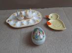 Pasen serveerschaal, eierdopjes, porseleinen/houten eieren, Ophalen of Verzenden