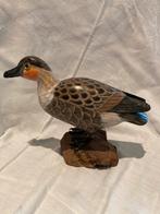 Houten Decoratieve Eend op Stronk - Wandmontage mogelijk, Antiek en Kunst, Kunst | Beelden en Houtsnijwerken, Ophalen of Verzenden