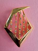 jwg Vintage 80s Memphis design broche goud verguld strass, Sieraden, Tassen en Uiterlijk, Verzenden, Overige materialen, Broche