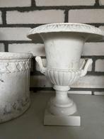 Kleine gietijzeren louvre vaas in orginele kleur met oren, Ophalen of Verzenden