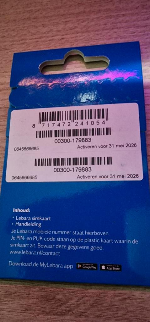 Makkelijke dikke Lebara nummer; 06 456 666 85, Telecommunicatie, Prepaidkaarten en Simkaarten, Nieuw, Overige providers, Ophalen of Verzenden