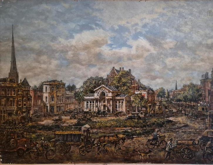 Schilderij BC van Ettinger, Rijswijkseplein, Den Haag, Antiek en Kunst, Kunst | Schilderijen | Klassiek, Ophalen of Verzenden