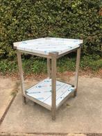 RVS kleine nieuwe bijzettafel, Ophalen, Minder dan 55 cm, Metaal of Aluminium, Rond