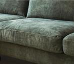 Groene Velvet Bank met Hocker - Rookvrij, Huis en Inrichting, Banken | Bankstellen, Ophalen, Driepersoons, Zo goed als nieuw, Rechte bank