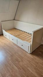 Ikea uitschuifbaar bed met lades, Ophalen, 90 cm, Eenpersoons, Wit