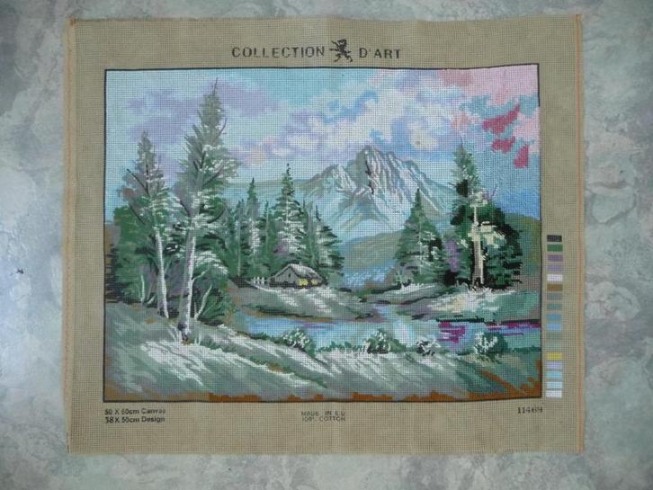 Borduurwerk-stramien "Bergen", Hobby en Vrije tijd, Borduren en Borduurmachines, Zo goed als nieuw, Onderdeel of Toebehoren, Handborduren