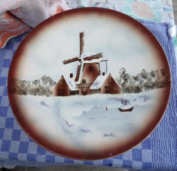 oud taartplateau/ vlaaischotel/ plateau Hollands landschap beschikbaar voor biedingen