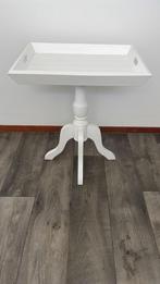 Mooie witte zware bijzettafel met poot, Huis en Inrichting, Ophalen, Zo goed als nieuw, Rond, Minder dan 55 cm