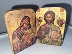 schitterende tweeluik met maria met kind en christus erop, Antiek en Kunst, Antiek | Religie, Ophalen of Verzenden