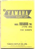 Yamaha RD50 DX Parts List Europa (8029z), Ophalen of Verzenden, Zo goed als nieuw