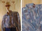 Vintage grijze nineties blouse alloverprint maat 42 | 367, Grijs, Maat 42/44 (L), Vintage, Zo goed als nieuw