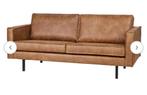 Rodeo Woood Indy Cognac Leren Bank driezits, Huis en Inrichting, Ophalen, Driepersoons, Zo goed als nieuw, Rechte bank