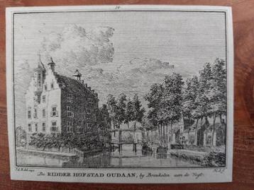 34 / Ridderhofstad Oudaan bij Breukelen Gravure 18e eeuw beschikbaar voor biedingen