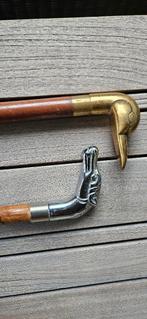 Engelse wandelstok met koperen eendenkop, Antiek en Kunst, Ophalen of Verzenden