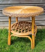 Vintage rotan/Rieten tafeltje, Ophalen, Gebruikt, Rond