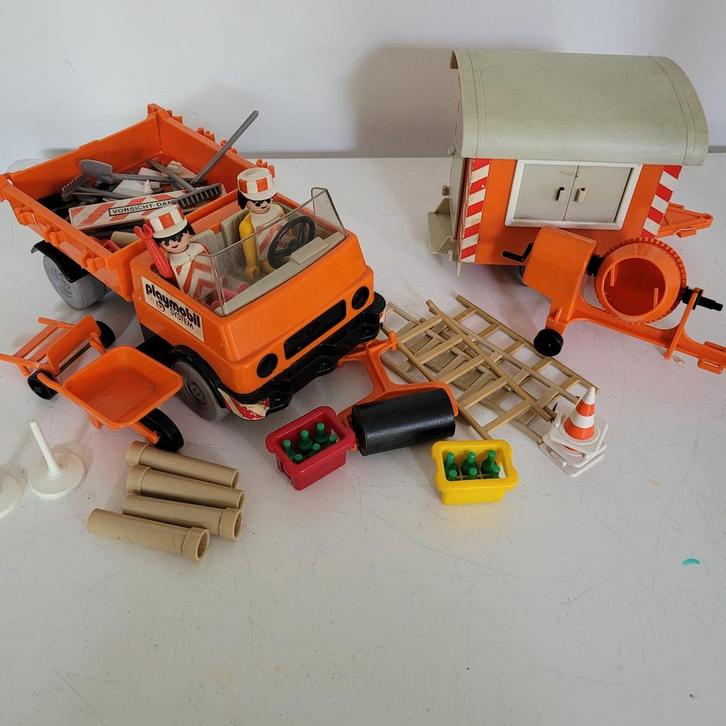 Playmobil Bouwkeet met Betonmolen - 3207 en auto, Kinderen en Baby's, Speelgoed | Playmobil, Gebruikt, Complete set, Ophalen of Verzenden