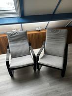 Ikea Poang Stoelen - Zwart/Grijs, Huis en Inrichting, Stoelen, Ophalen, Twee, Zwart, Zo goed als nieuw