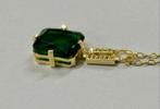 18k karaat goud gold-plated natuurlijk steen smaragd ketting, Ophalen of Verzenden, Met edelsteen, Goud, Goud