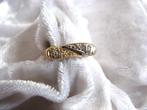 Mooie 14 Karaat Wit met Geel Gouden Ring met Briljantjes, Verzenden, Goud, Ring, Met edelsteen